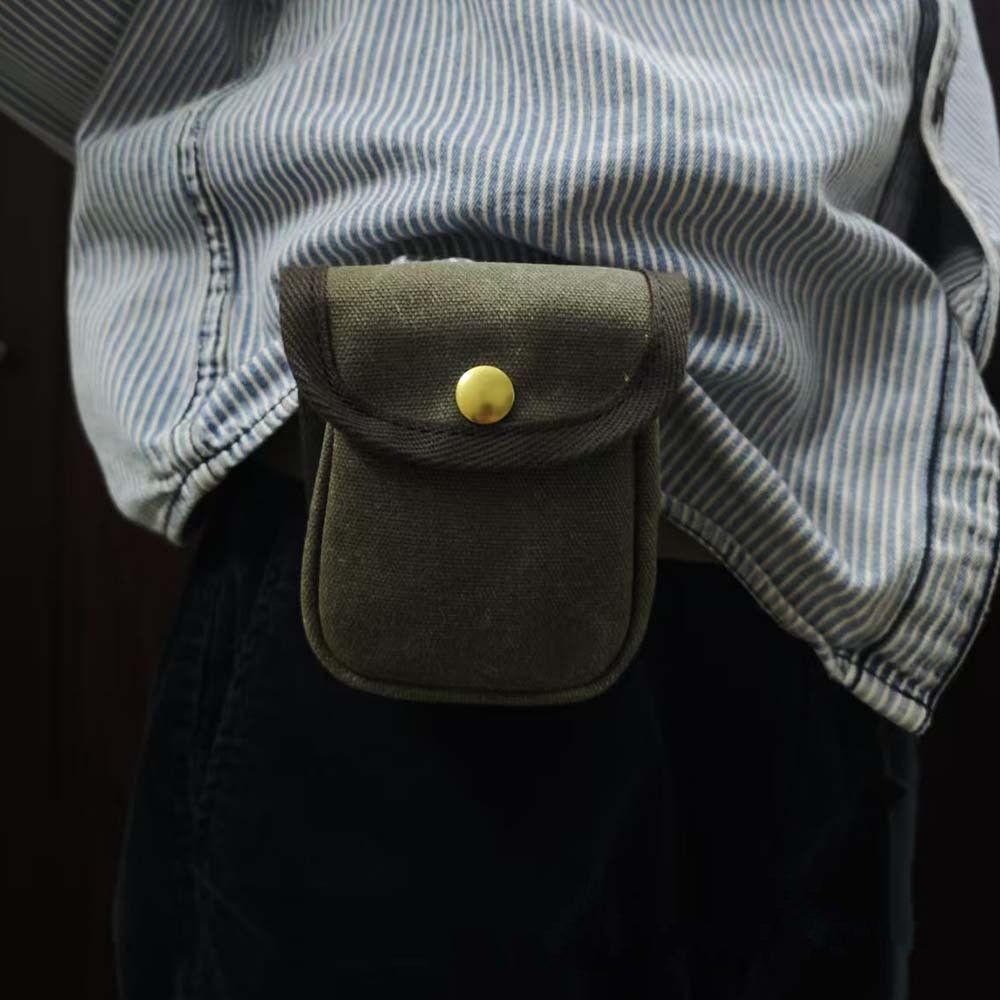 Retro Oil-Waxed Canvas Waist Bag For Men Mini Coin Purse - Che Cose Belle