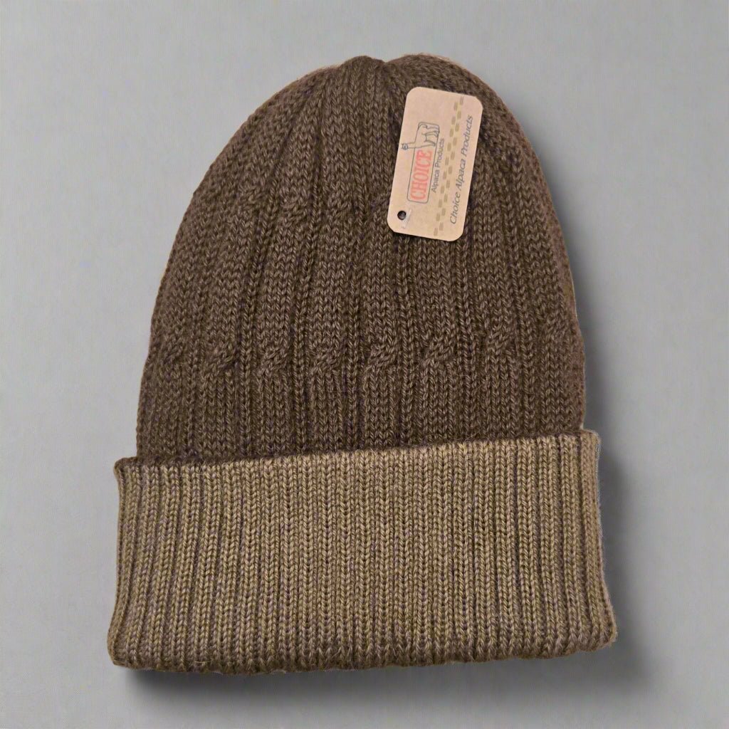 Reversible Cabled 100% Alpaca Knit Hat - Che Cose Belle
