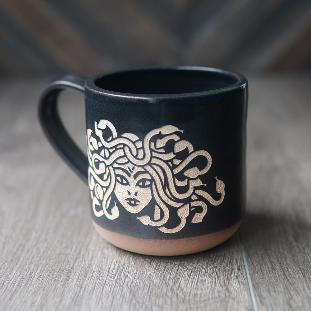 Medusa Mug, Snake Lady Farmhouse Style Handmade Pottery