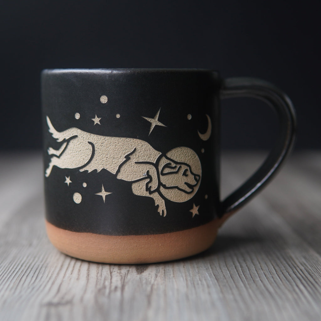 Space Dog Mug, Farmhouse Style Handmade Pottery