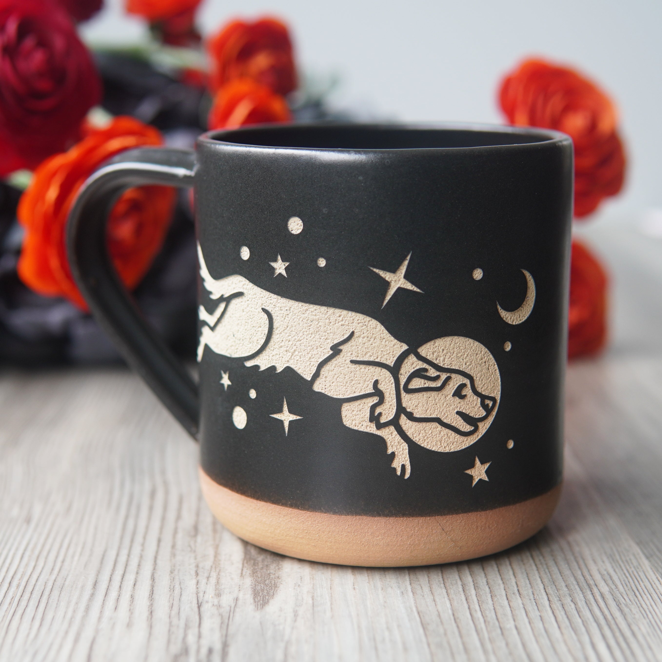 Space Dog Mug, Farmhouse Style Handmade Pottery