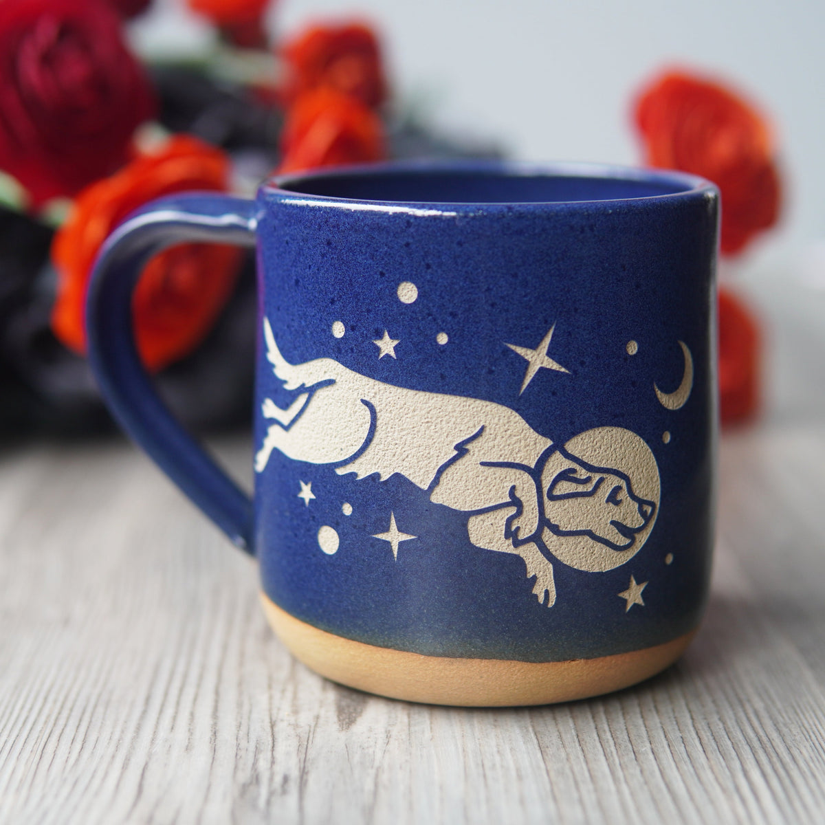 Space Dog Mug, Farmhouse Style Handmade Pottery