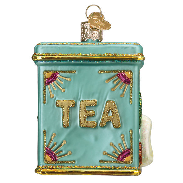 Tea Tin Glass  Ornament