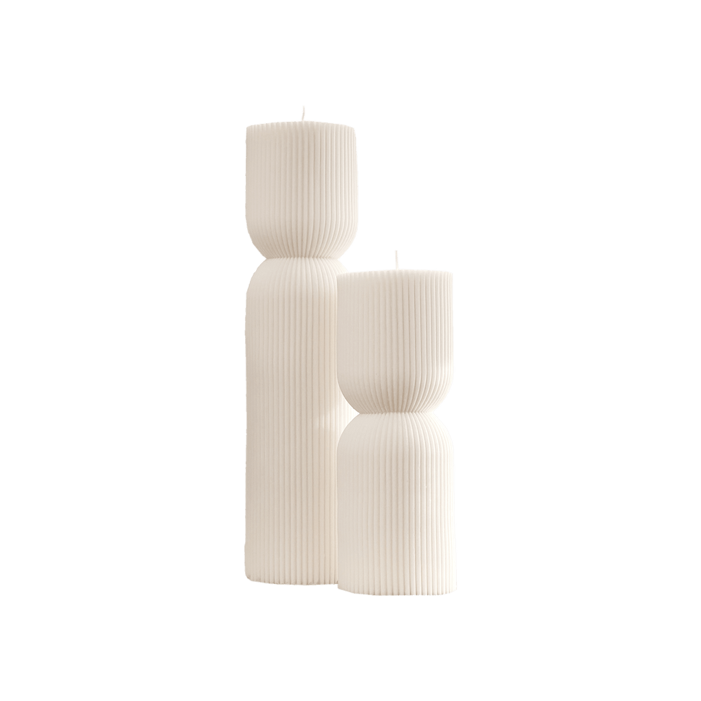 Ribbed Hourglass Pillar Candle - Che Cose Belle