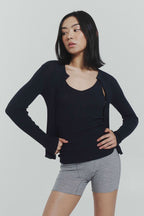 Ribbed Knit Cardigan in Navy - Che Cose Belle