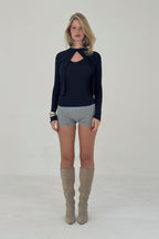 Ribbed Knit Cardigan in Navy - Che Cose Belle