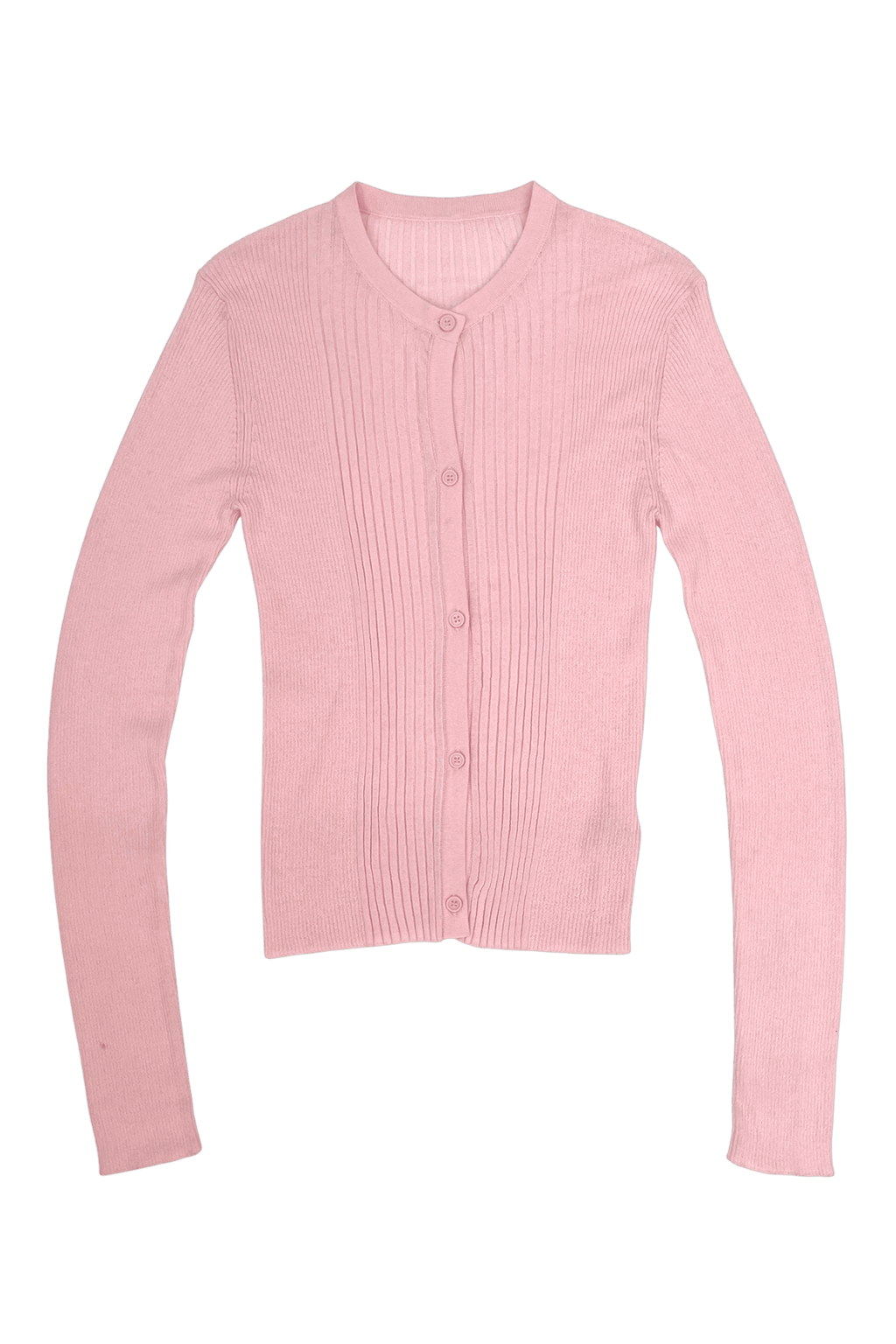 RIBBED KNIT CARDIGAN IN POWDER PINK - Che Cose Belle