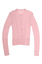 RIBBED KNIT CARDIGAN IN POWDER PINK - Che Cose Belle