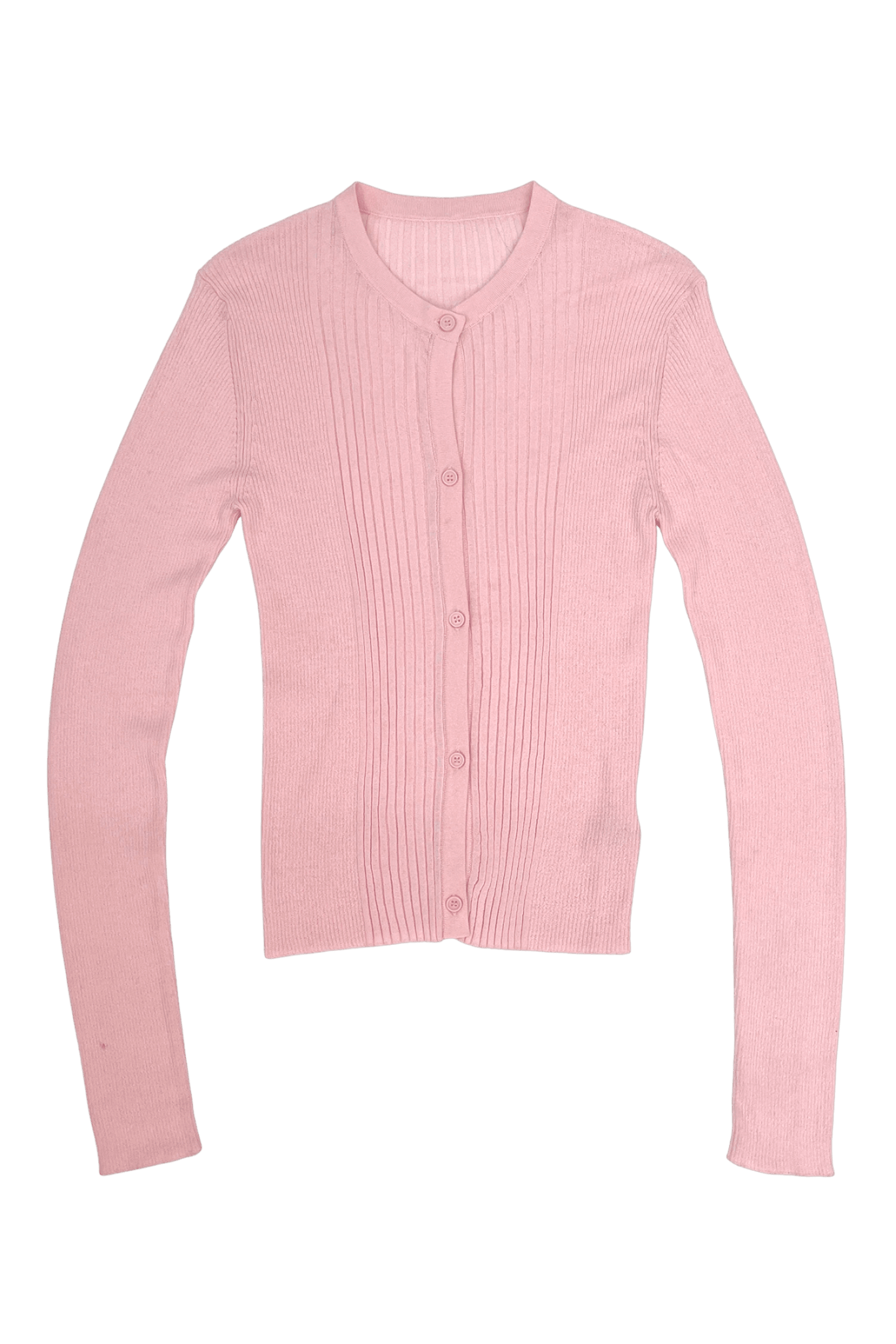 RIBBED KNIT CARDIGAN IN POWDER PINK - Che Cose Belle