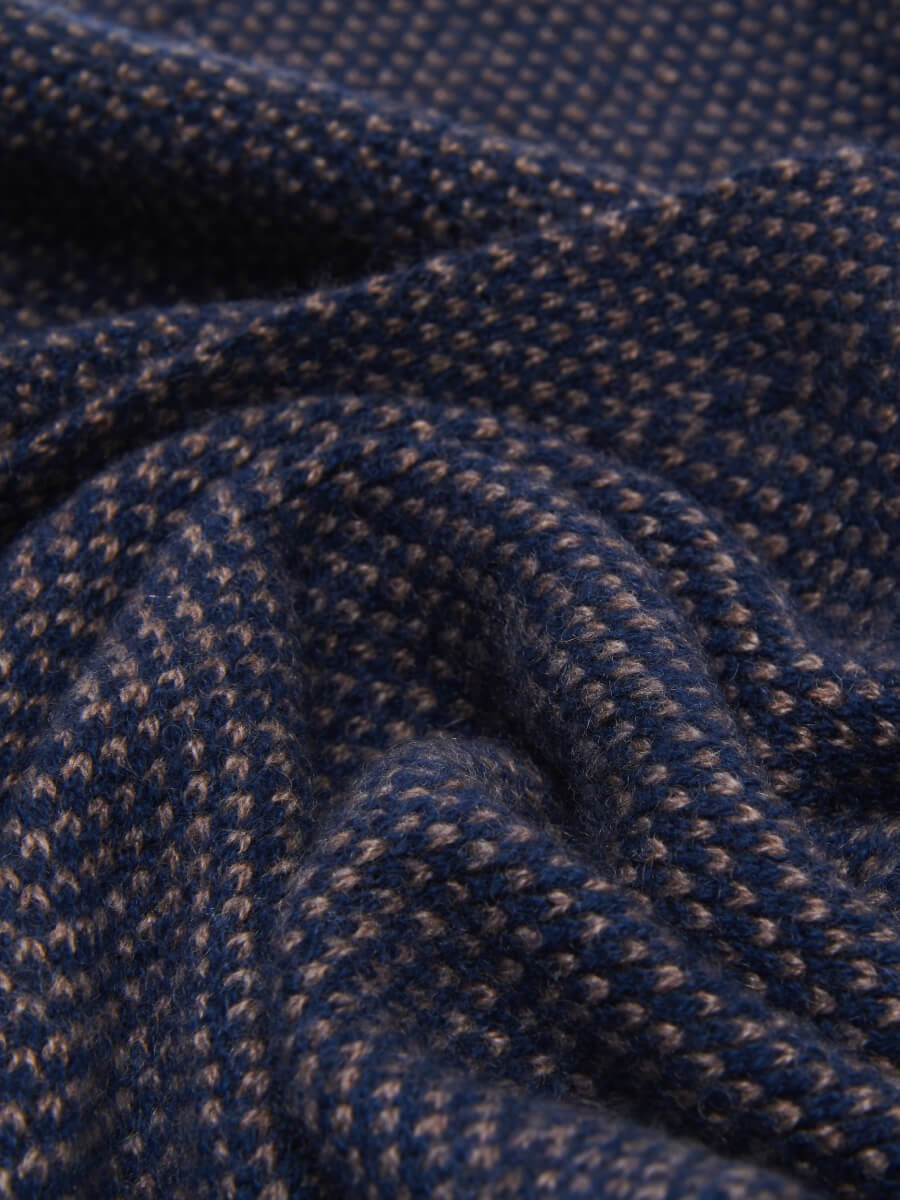 Riccardo (blue & brown) - Italian cashmere scarf with pattern - Che Cose Belle