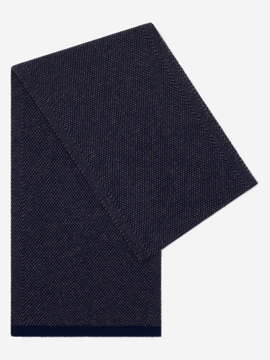Riccardo (blue & brown) - Italian cashmere scarf with pattern - Che Cose Belle