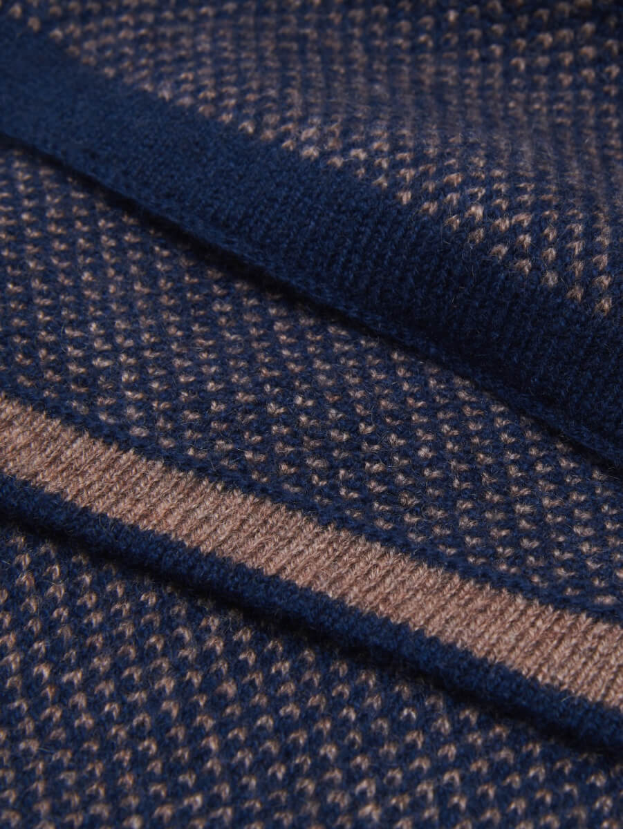 Riccardo (blue & brown) - Italian cashmere scarf with pattern - Che Cose Belle