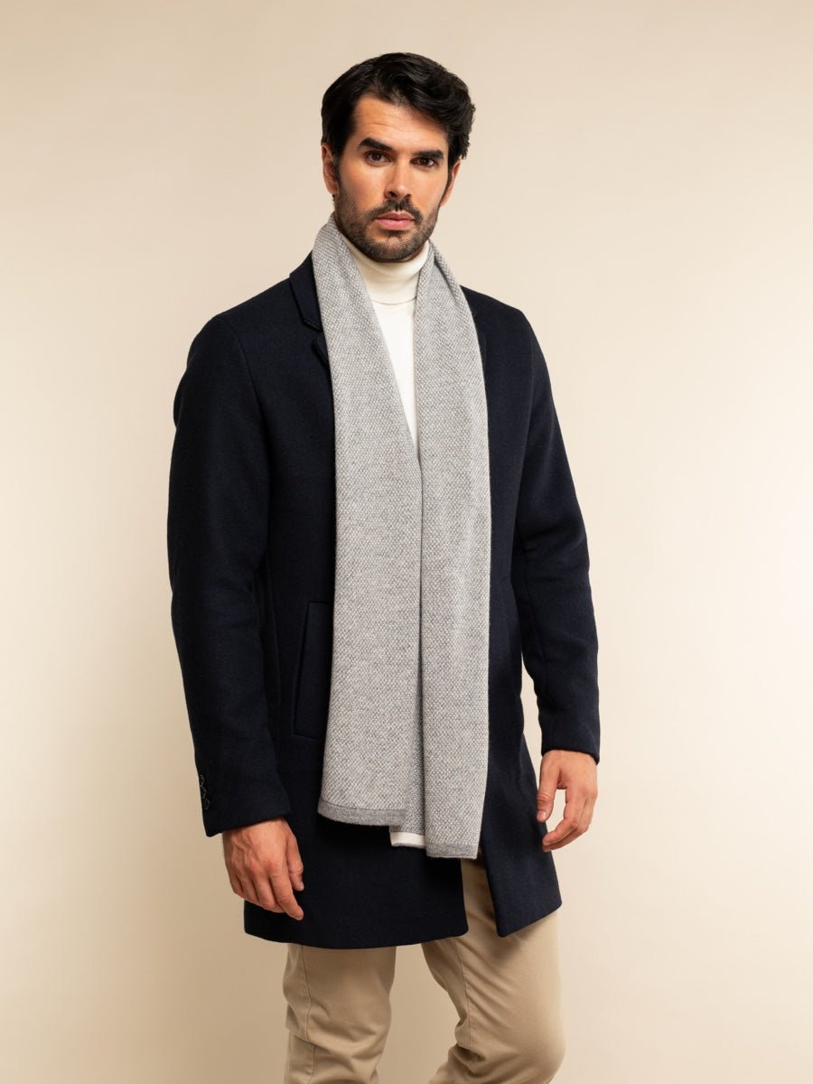 Riccardo (grey & white) - Italian 100% cashmere scarf with pattern - Che Cose Belle