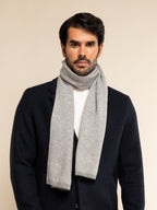Riccardo (grey & white) - Italian 100% cashmere scarf with pattern - Che Cose Belle
