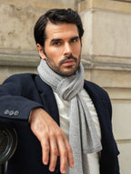 Riccardo (grey & white) - Italian 100% cashmere scarf with pattern - Che Cose Belle