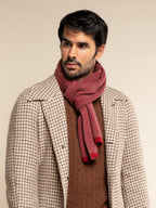 Riccardo (red & grey) - Italian 100% cashmere scarf with pattern - Che Cose Belle