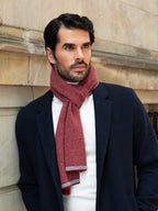 Riccardo (red & grey) - Italian 100% cashmere scarf with pattern - Che Cose Belle