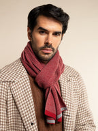 Riccardo (red & grey) - Italian 100% cashmere scarf with pattern - Che Cose Belle