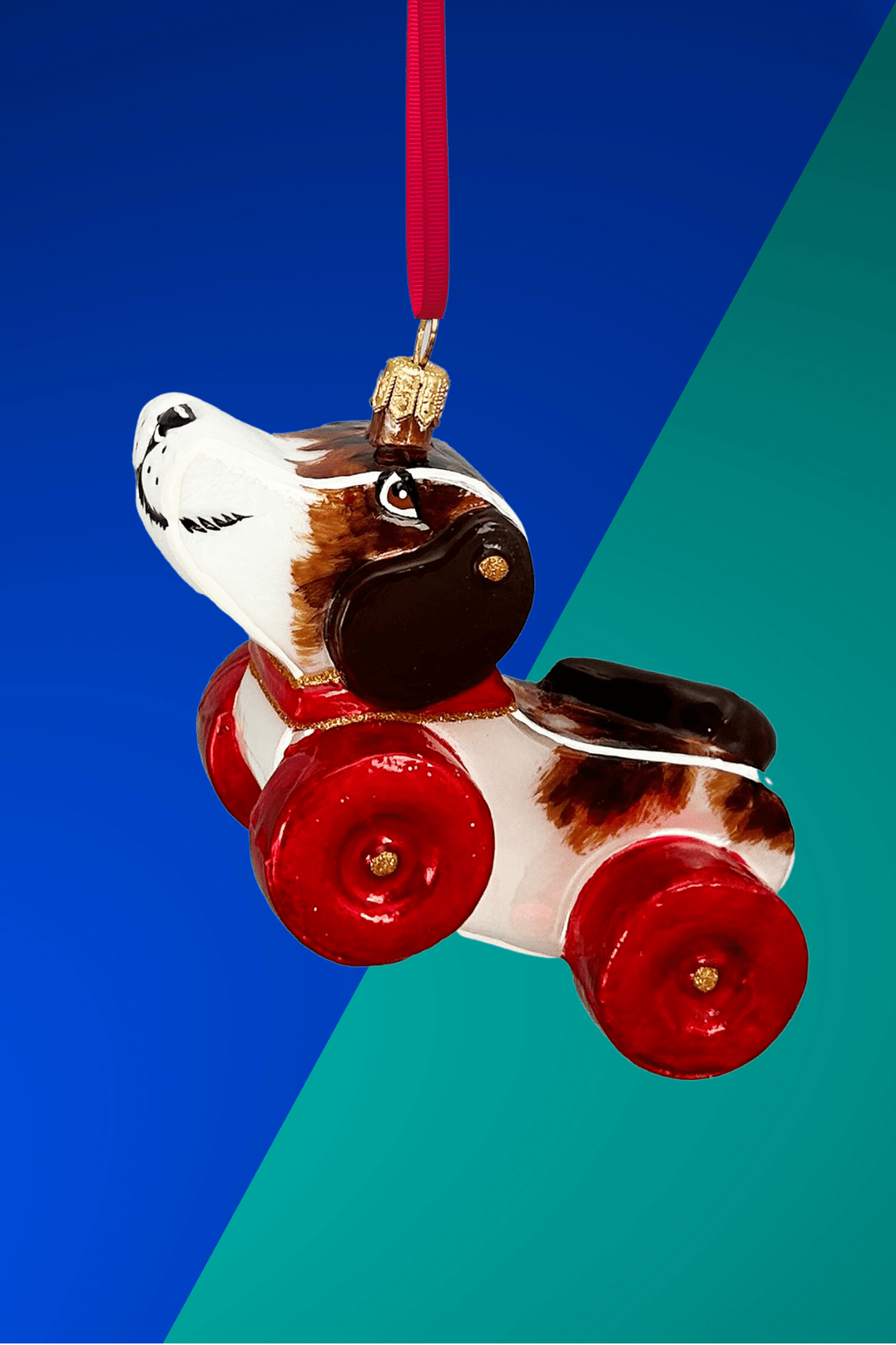 Riley Dog Pull Toy Glass Ornament - Che Cose Belle