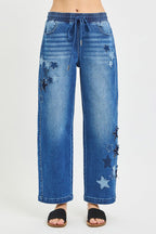 RISEN Elastic Band Slouchy Cropped Barrel with Star Patch - Che Cose Belle