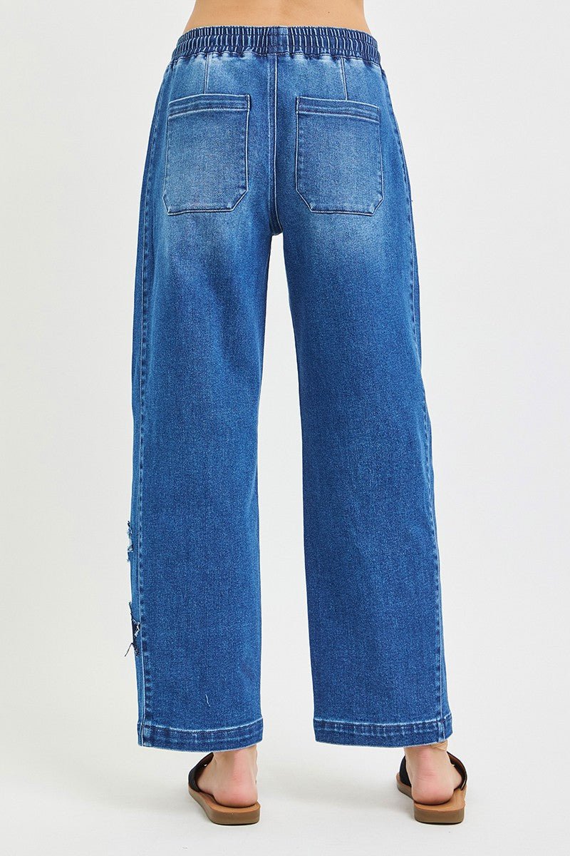 RISEN Elastic Band Slouchy Cropped Barrel with Star Patch - Che Cose Belle