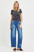 RISEN Elastic Band Slouchy Cropped Barrel with Star Patch - Che Cose Belle