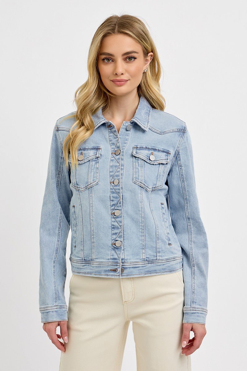 RISEN Light Wash Button - Down Classic Denim Jacket - Che Cose Belle