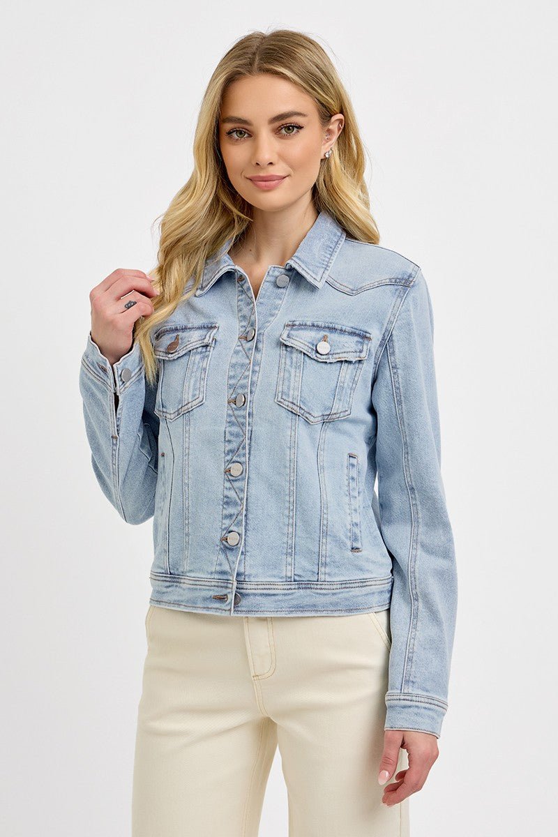 RISEN Light Wash Button - Down Classic Denim Jacket - Che Cose Belle