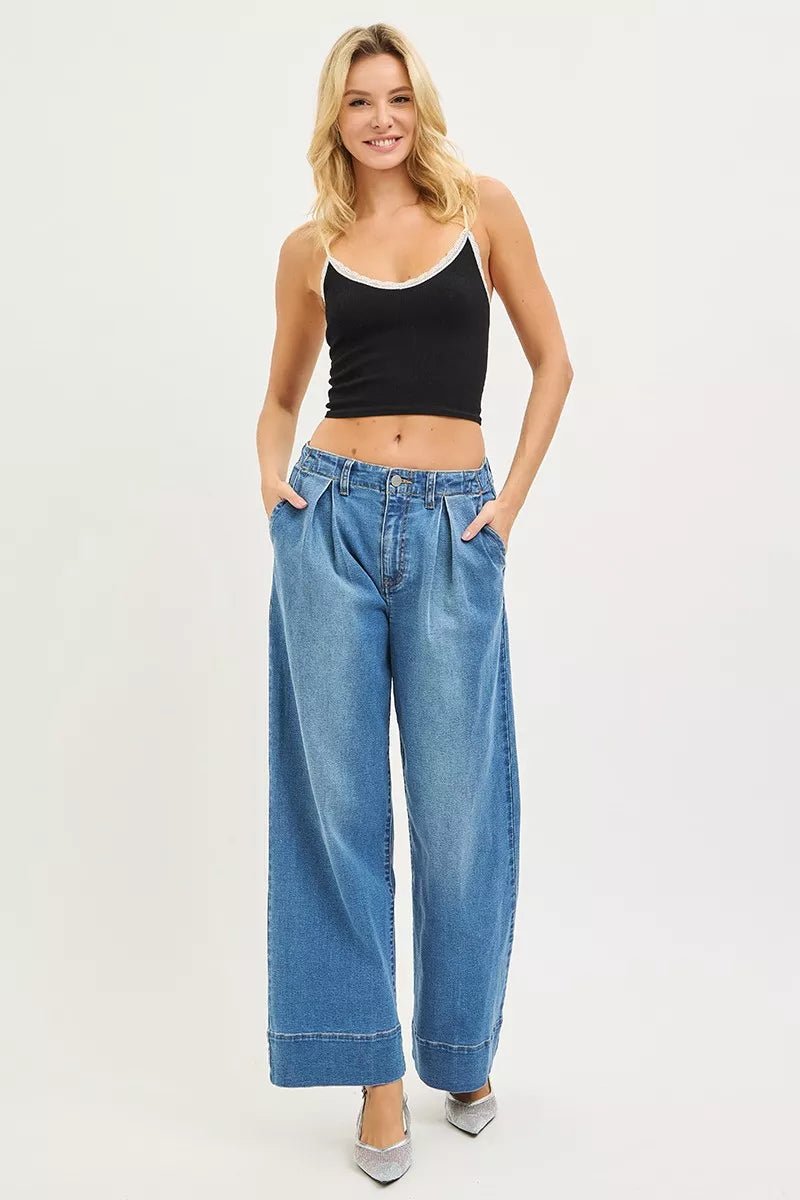 RISEN Slouchy Wide Leg Jeans With Pleats - Che Cose Belle