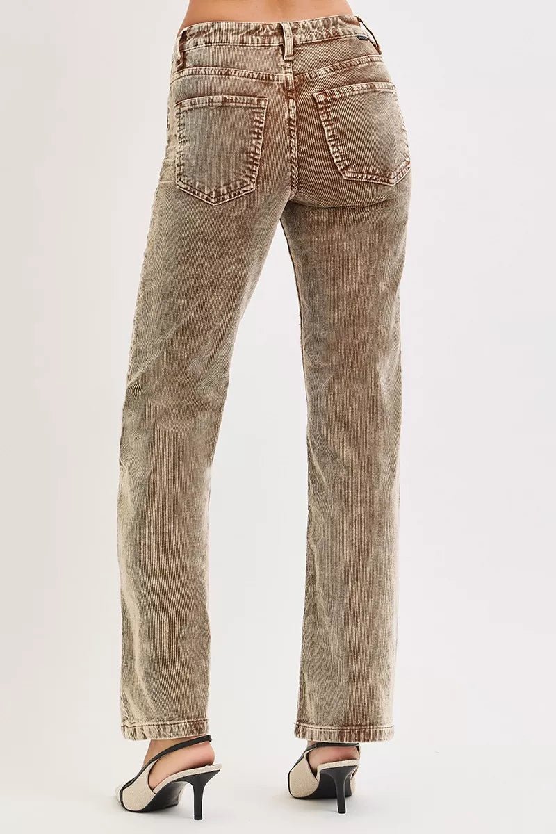 RISEN Tummy Control Mid Rise Straight Leg Corduroy Pants - Che Cose Belle