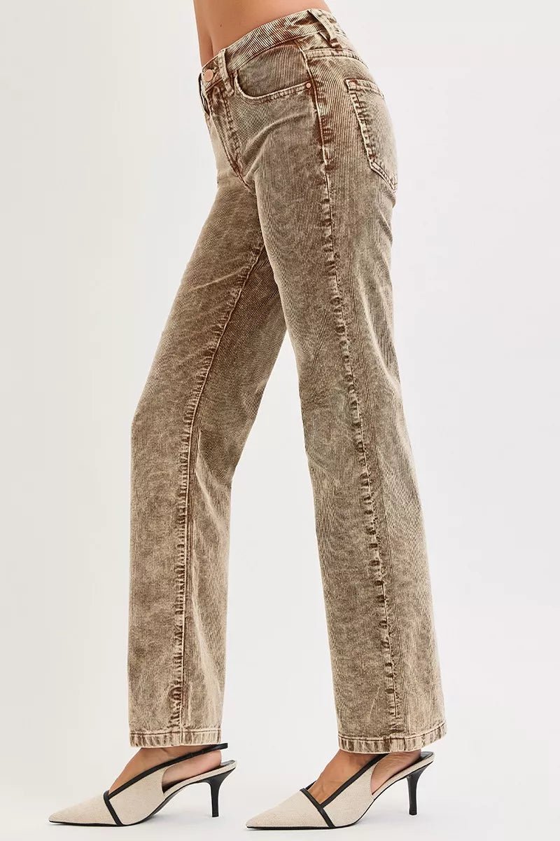 RISEN Tummy Control Mid Rise Straight Leg Corduroy Pants - Che Cose Belle