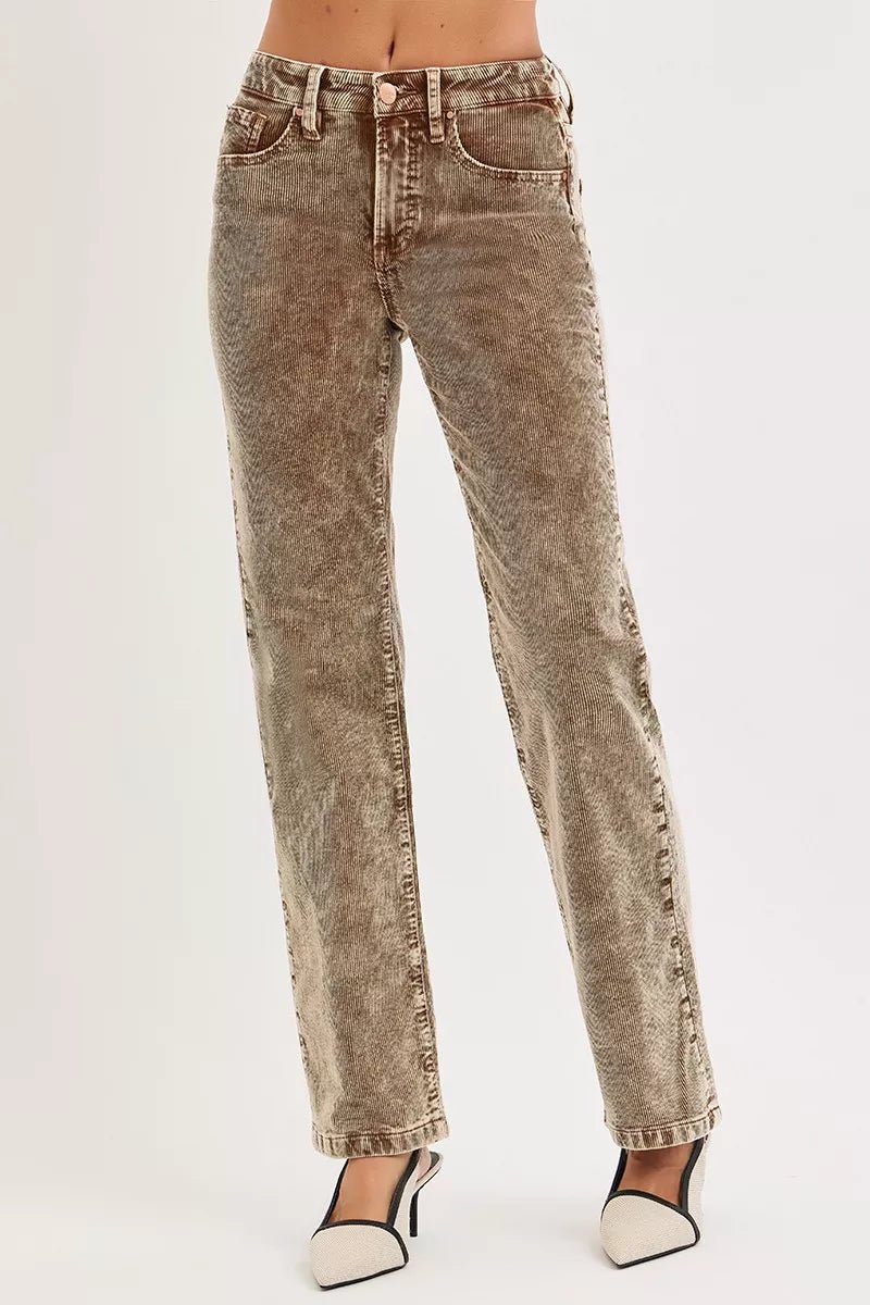 RISEN Tummy Control Mid Rise Straight Leg Corduroy Pants - Che Cose Belle