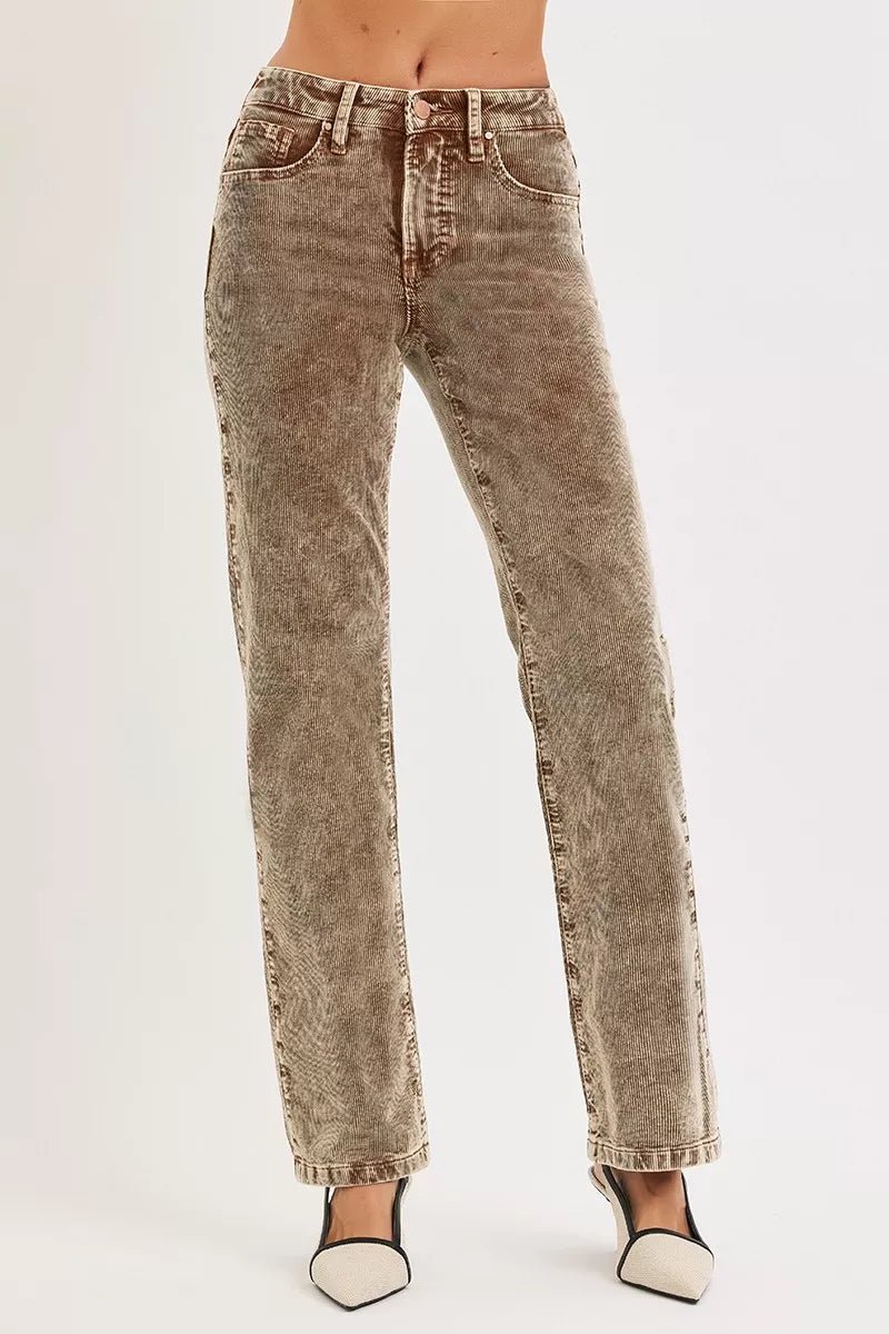 RISEN Tummy Control Mid Rise Straight Leg Corduroy Pants - Che Cose Belle