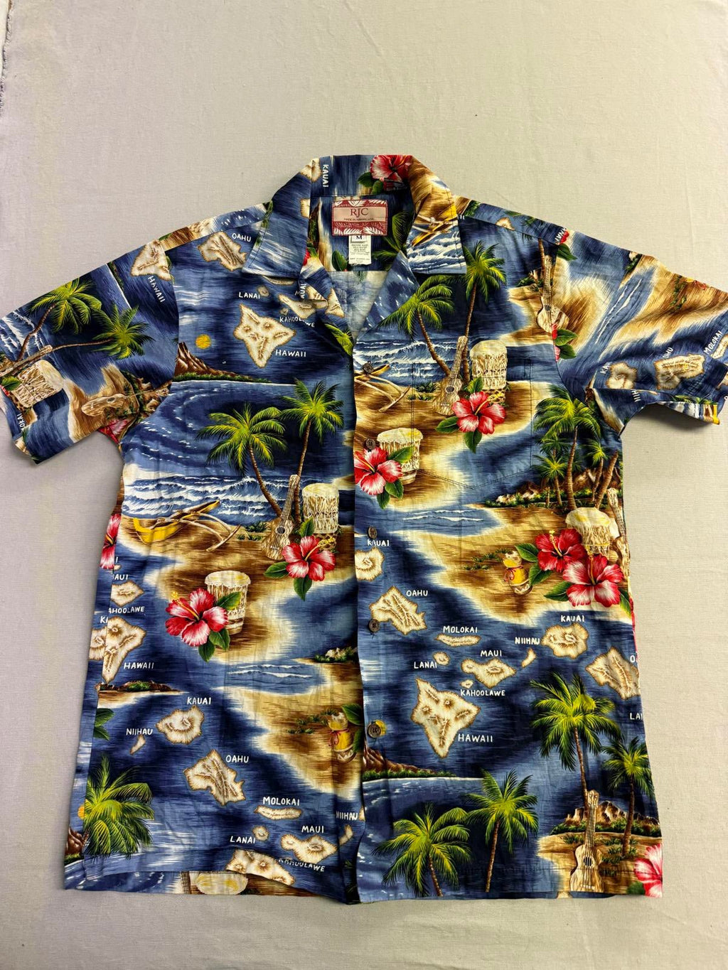 RJC Mens Hawaiian Shirt Hawaiian Islands Made in Hawaii - M - Che Cose Belle