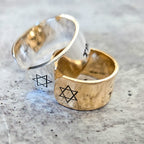 Shema Yisrael Silver or Gold Wide Band Open Back Ring