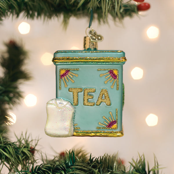 Tea Tin Glass  Ornament