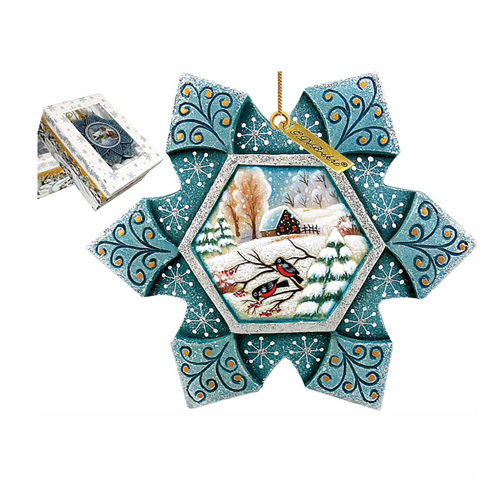 Robin Snowfall Sculpted Hand-Painted Christmas Ornament by G. DeBrekht - Wildlife Holiday Decor - 6102170 - Che Cose Belle