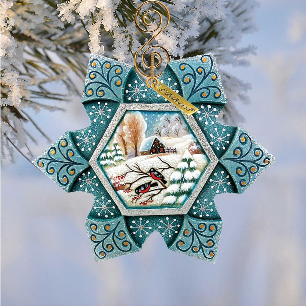 Robin Snowfall Sculpted Hand-Painted Christmas Ornament by G. DeBrekht - Wildlife Holiday Decor - 6102170 - Che Cose Belle
