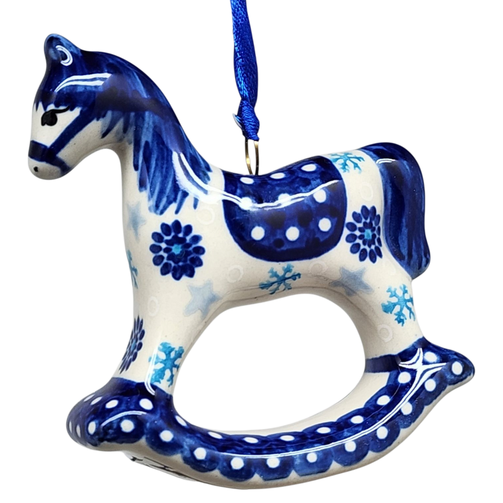Rocking Horse Ornament - Blue Meadow Pattern - Che Cose Belle