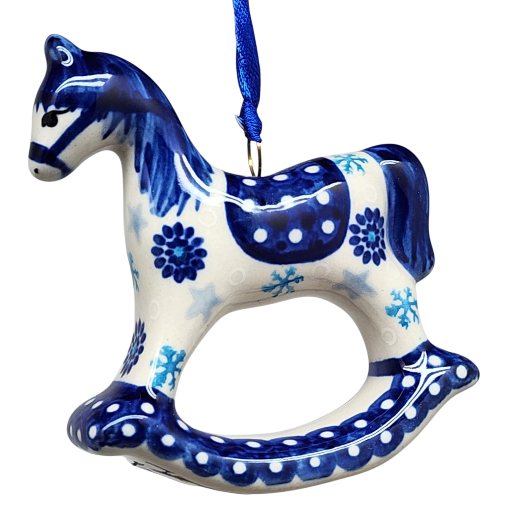 Rocking Horse Ornament - Blue Meadow Pattern - Che Cose Belle