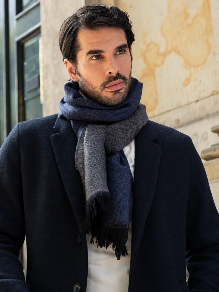 Romeo (blue/grey) - Italian warm and soft scarf made from 100% wool - Che Cose Belle