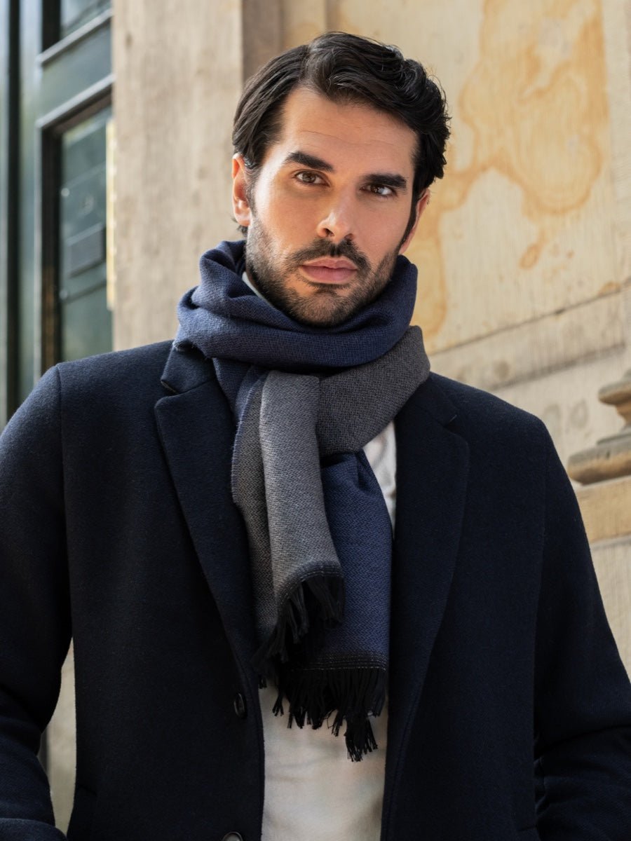 Romeo (blue/grey) - Italian warm and soft scarf made from 100% wool - Che Cose Belle