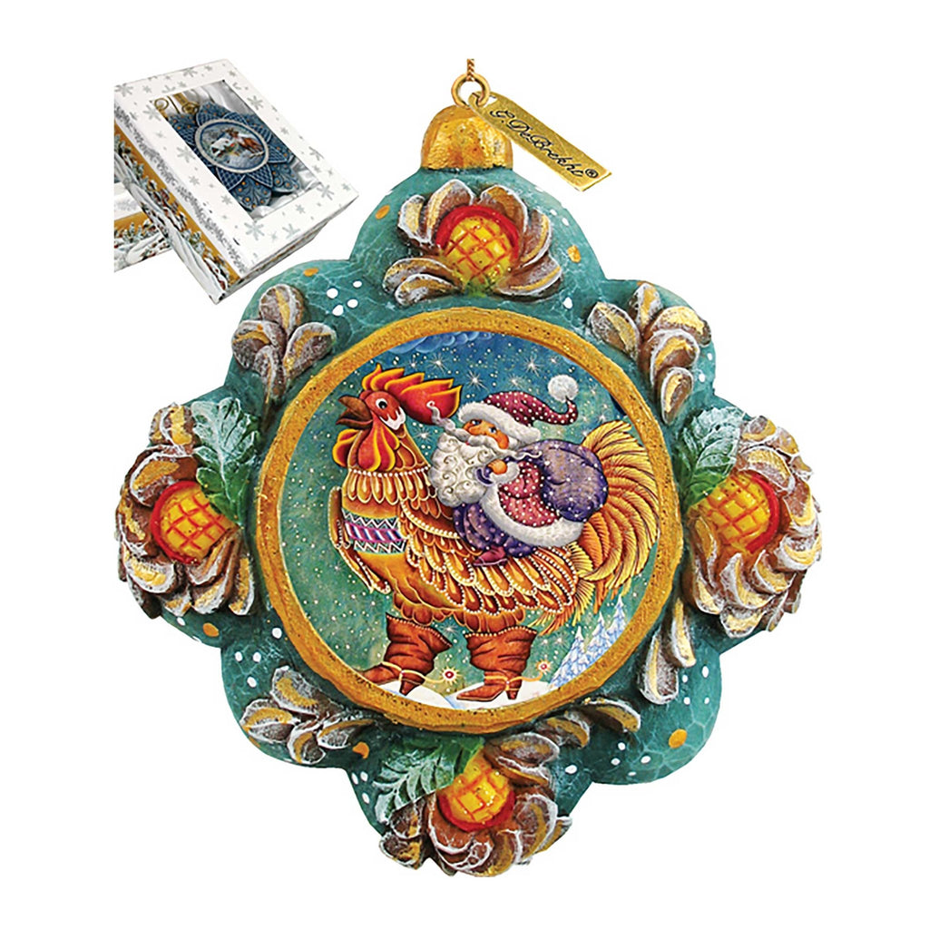 Rooster Santa Sculpted Hand-Painted Christmas Ornament by G. DeBrekht - Christmas Santa Snowman Decor - 6102545 - Che Cose Belle