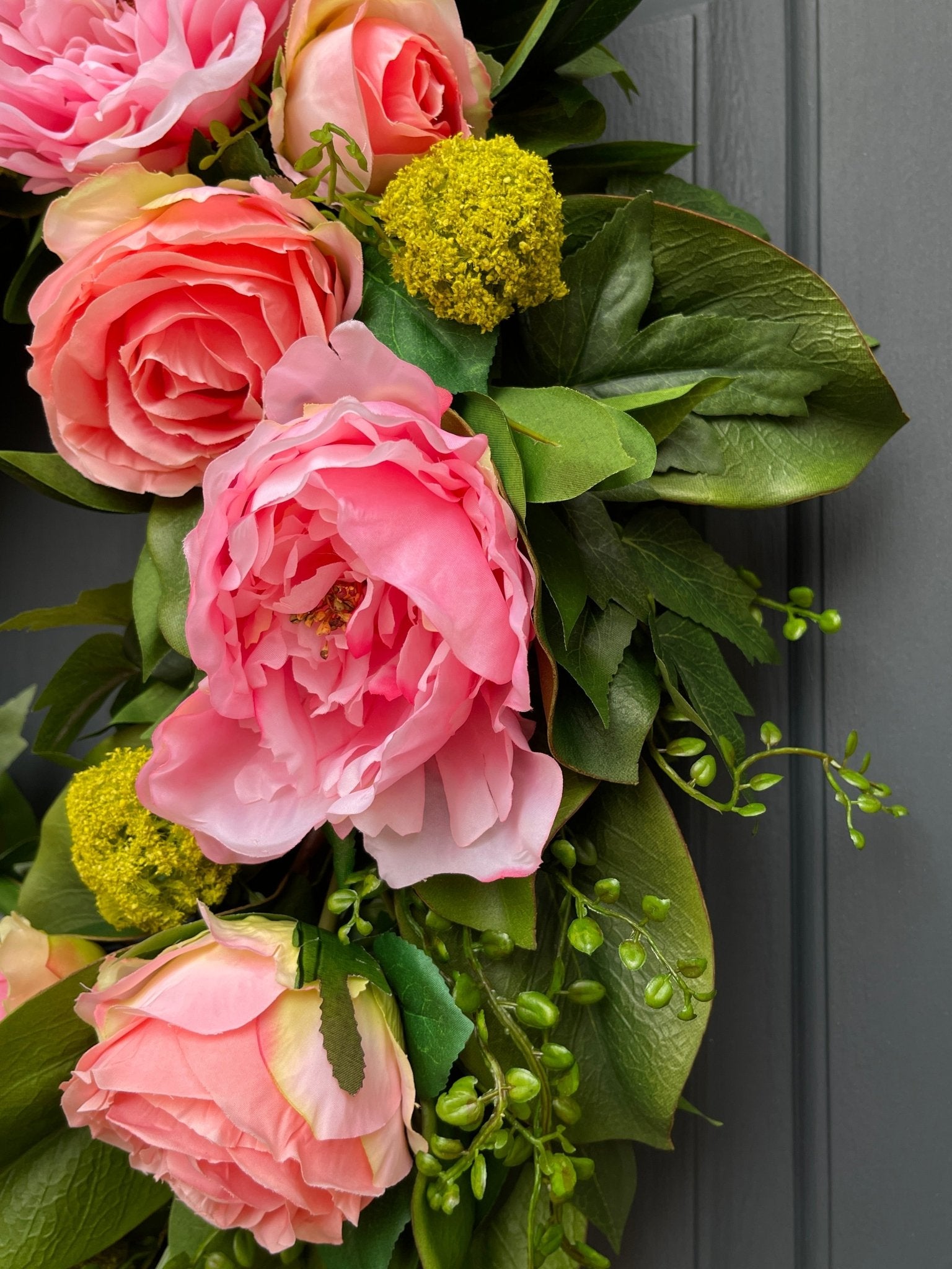 Rose, Peony, and Magnolia Leaf Wreath - Che Cose Belle