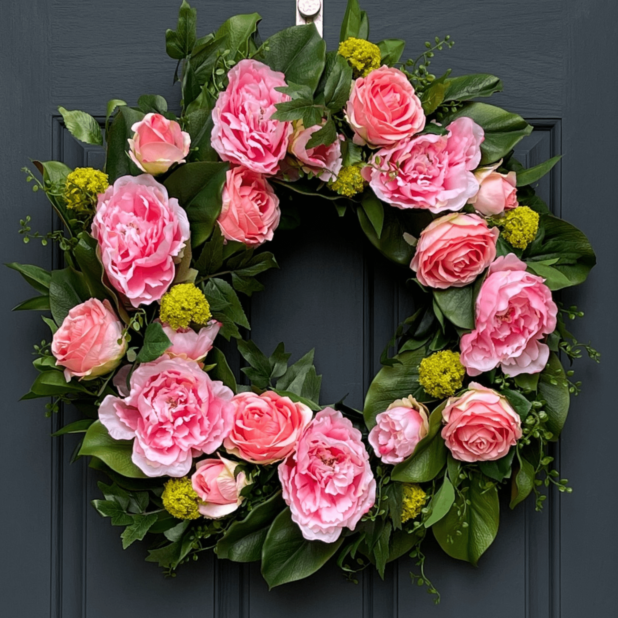 Rose, Peony, and Magnolia Leaf Wreath - Che Cose Belle