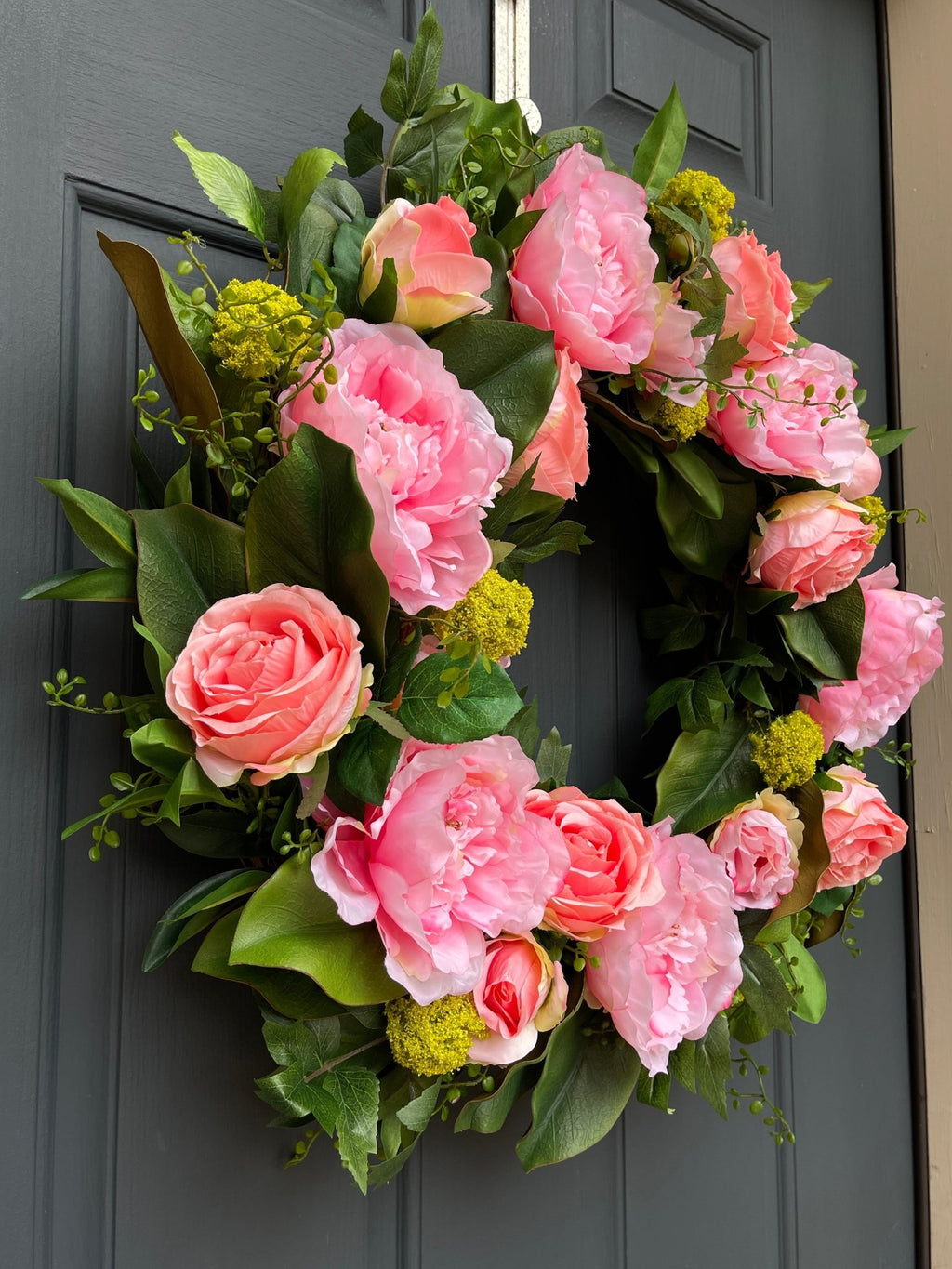 Rose, Peony, and Magnolia Leaf Wreath - Che Cose Belle