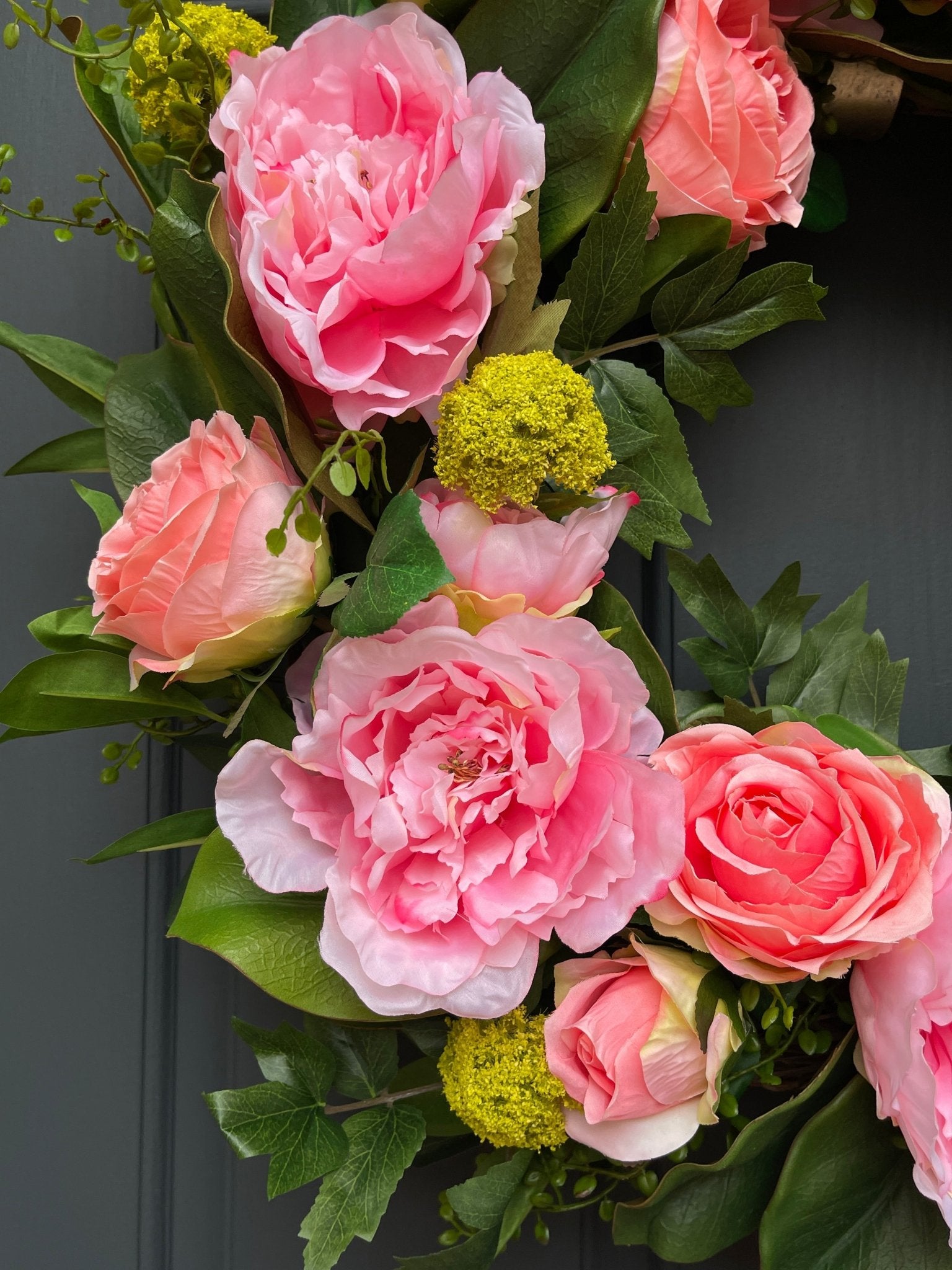 Rose, Peony, and Magnolia Leaf Wreath - Che Cose Belle