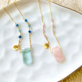 Rose Quartz and Aquamarine Quartz Rock Necklaces - Che Cose Belle