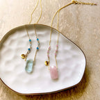 Rose Quartz and Aquamarine Quartz Rock Necklaces - Che Cose Belle