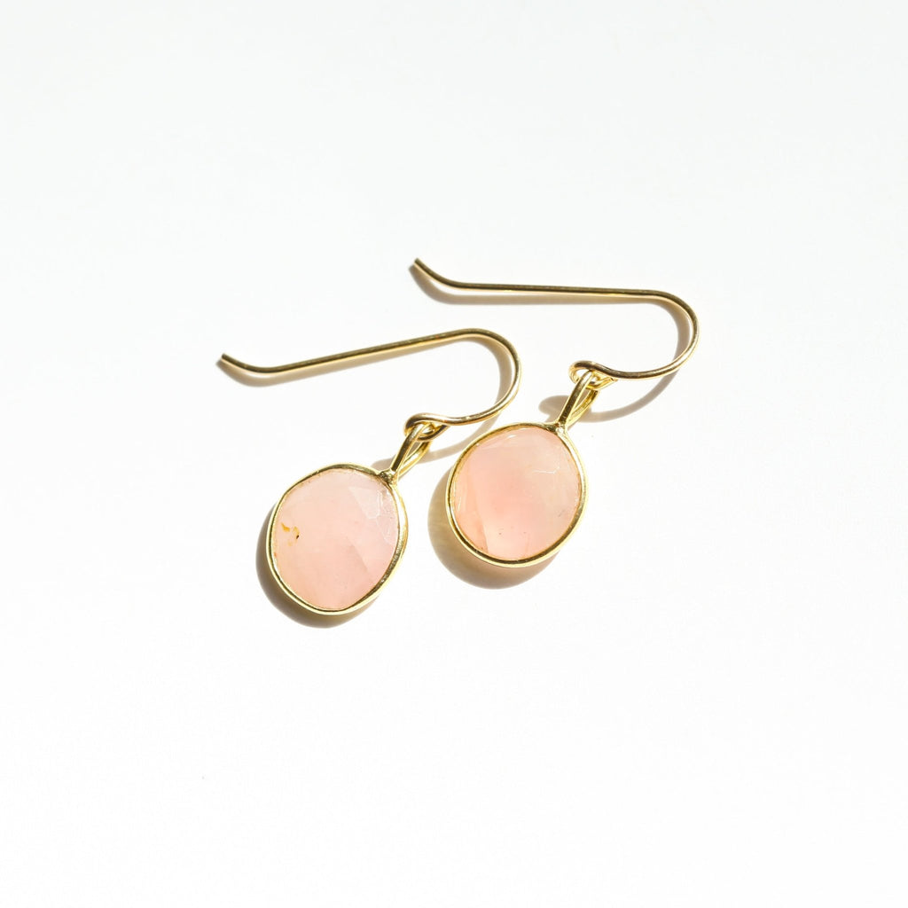 Rose Quartz Rose Cut Earrings - Che Cose Belle